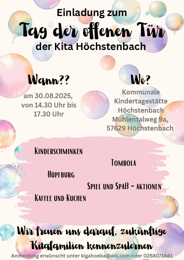 Einladung Tag der offenen Tür Kita Höchstenbach